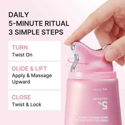 Volufiline 5% + PDRN Firming Neck Cream | Built-in Gua Sha Contour Massager