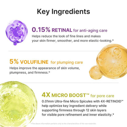 Vita A Retinal Volume Booster | Retinal + Volufiline + 4X-Retinoid + 4X Micro Boost | Anti-aging, Plumping | Care for Pores, Look of Fine Lines, Skin Elasticity & Firmness For Smoother, Firmer & Youthful-looking Skin