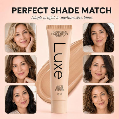 LUXE Color-Changing Foundation for Women | Instantly Blends with Your Skin Tone | Buildable Light-to-Medium or Medium-to-Deep Coverage | 12-Hour Wear | Natural Dewy Finish
