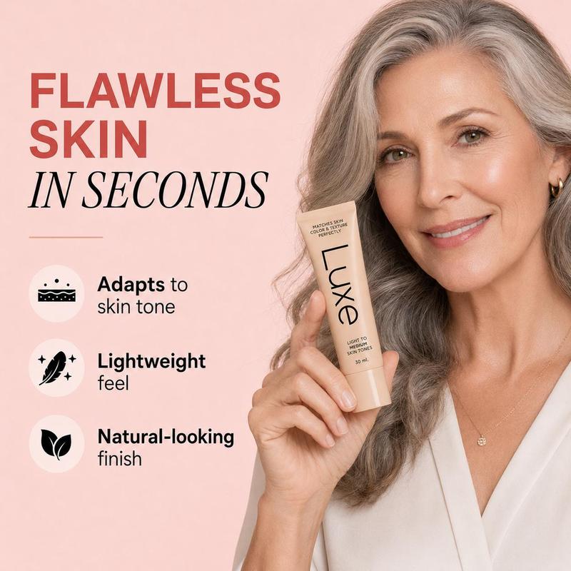 LUXE Color-Changing Foundation for Women | Instantly Blends with Your Skin Tone | Buildable Light-to-Medium or Medium-to-Deep Coverage | 12-Hour Wear | Natural Dewy Finish