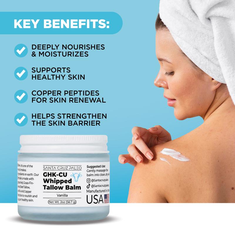Santa Cruz Paleo™ Copper Peptide Whipped Tallow Balm – Vanilla Glow Repair Cream (2 Oz)