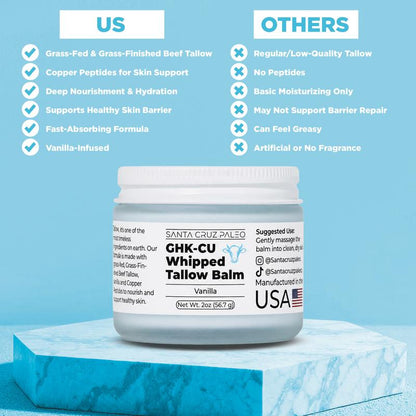 Santa Cruz Paleo™ Copper Peptide Whipped Tallow Balm – Vanilla Glow Repair Cream (2 Oz)