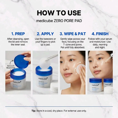 Medicube Zero Pore Pad 70s – 4.5% AHA BHA Exfoliating & Pore Care Toner Pads