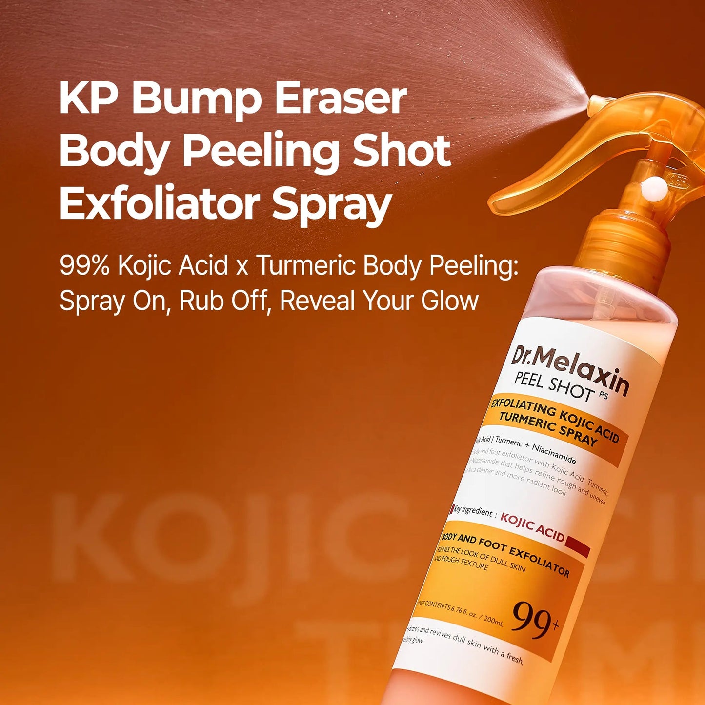 Kojic Acid &amp; Turmeric KP Bump Eraser Body Peeling Spray – Exfoliating Treatment for Smooth, Even Skin