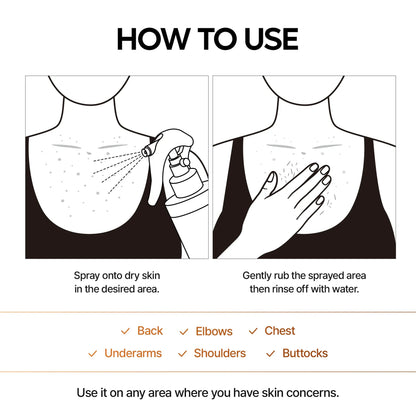 Kojic Acid &amp; Turmeric KP Bump Eraser Body Peeling Spray – Exfoliating Treatment for Smooth, Even Skin