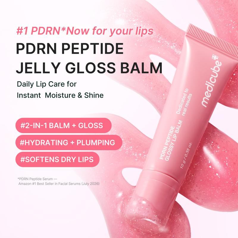 Medicube PDRN Peptide Lip Balm (0.35 oz) – Hydrating & Plumping Lip Gloss for Dry Lips, Dewy Glass Skin Glow
