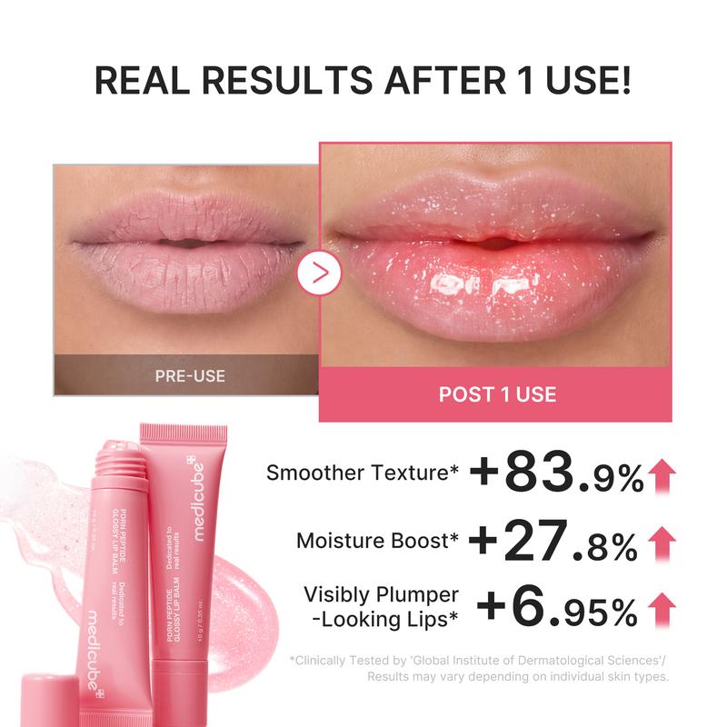 Medicube PDRN Peptide Lip Balm (0.35 oz) – Hydrating & Plumping Lip Gloss for Dry Lips, Dewy Glass Skin Glow