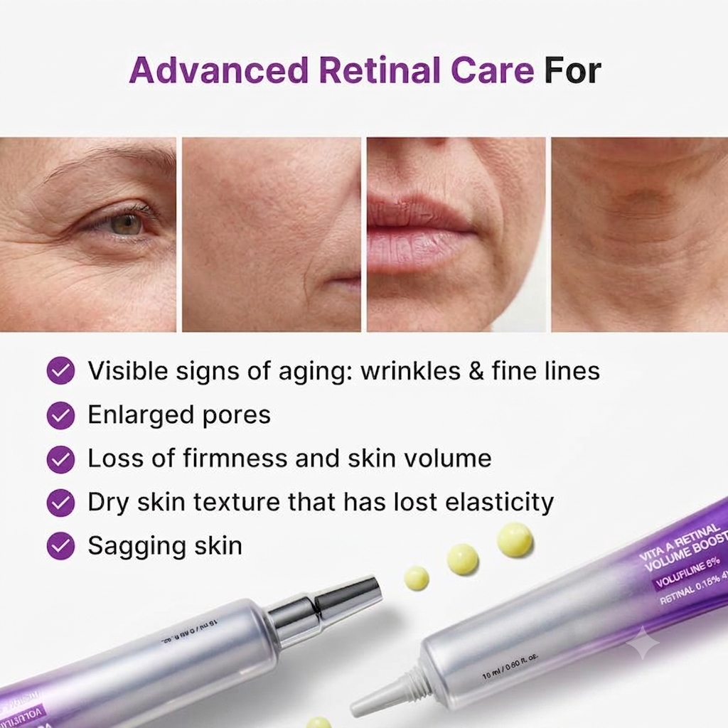 Vita A Retinal Volume Booster | Retinal + Volufiline + 4X-Retinoid + 4X Micro Boost | Anti-aging, Plumping | Care for Pores, Look of Fine Lines, Skin Elasticity & Firmness For Smoother, Firmer & Youthful-looking Skin