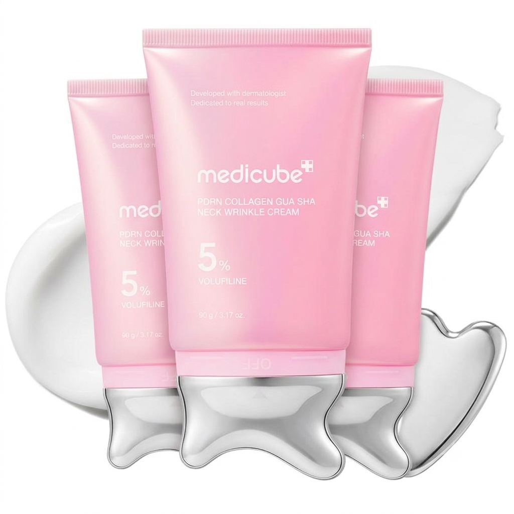 Volufiline 5% + PDRN Firming Neck Cream | Built-in Gua Sha Contour Massager